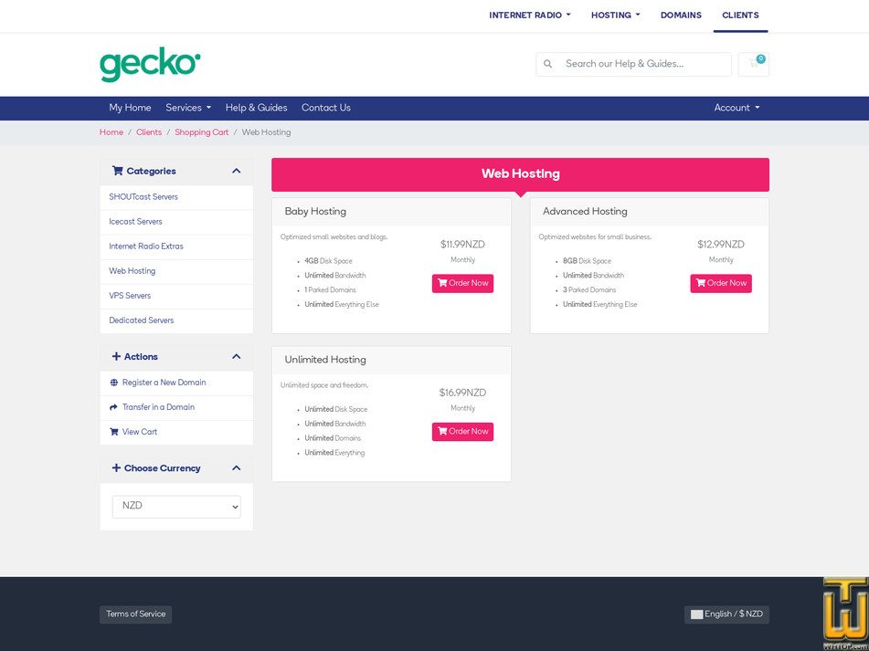 screenshot of Baby from geckohost.nz
