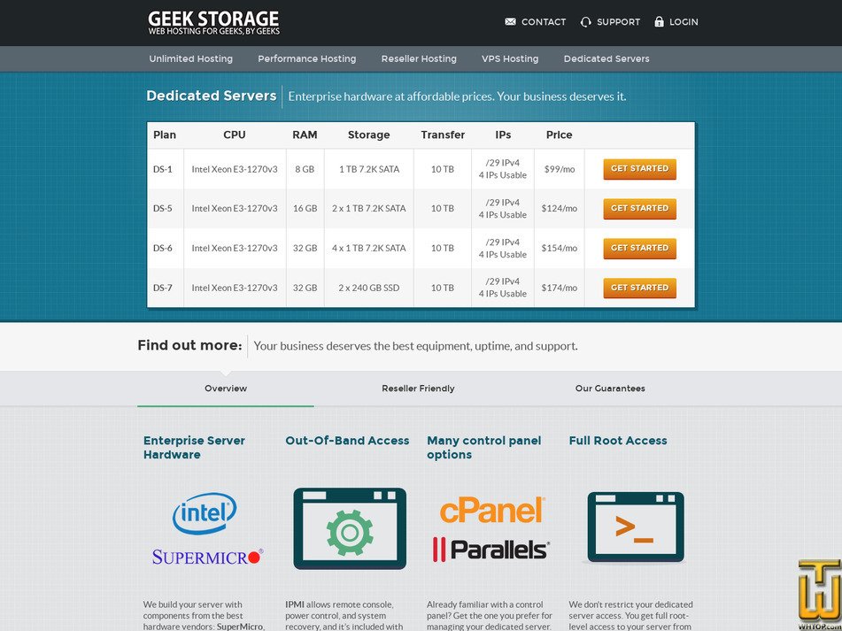 Taken on 4 September, 2026 screenshot of Dedicated Hosting from geekstorage.com