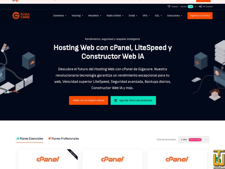 Taken on 25 March, 2026 screenshot of Hosting cPanel Pulse from gigacore.io