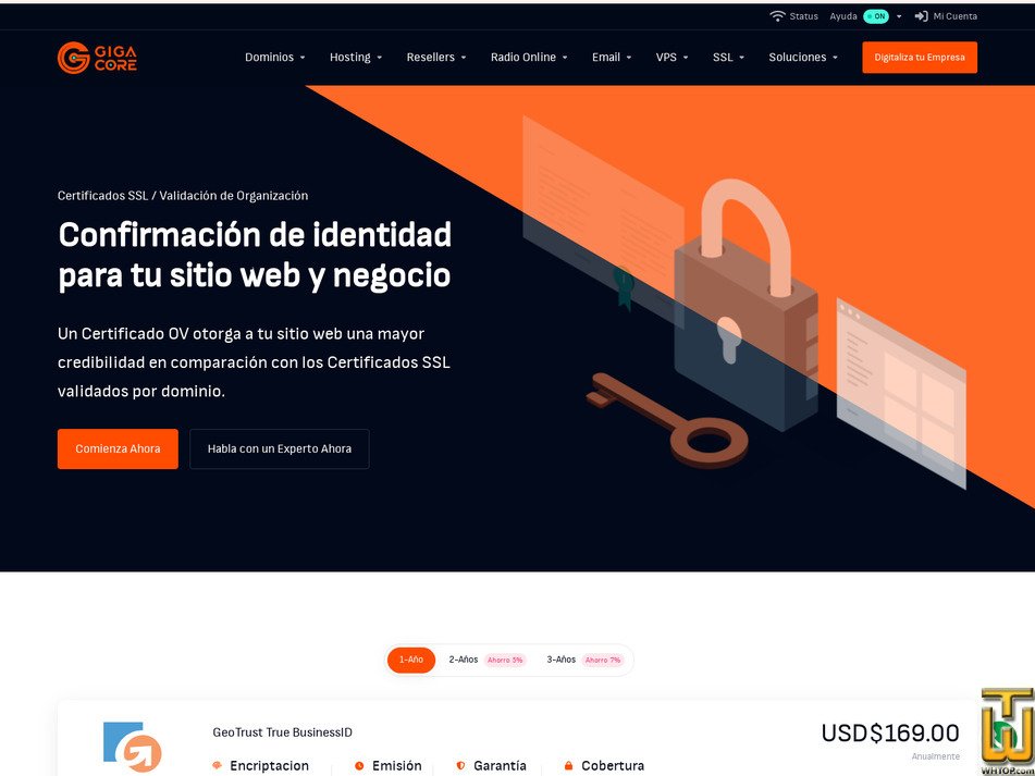 Taken on 25 March, 2026 screenshot of GeoTrust True BusinessID from gigacore.io