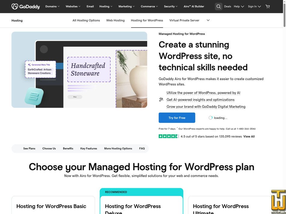 Taken on 11 May, 2026 screenshot of Hosting for WordPress Ultimate from godaddy.com