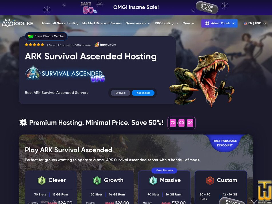 screenshot of ARK Survival Ascended from godlike.host