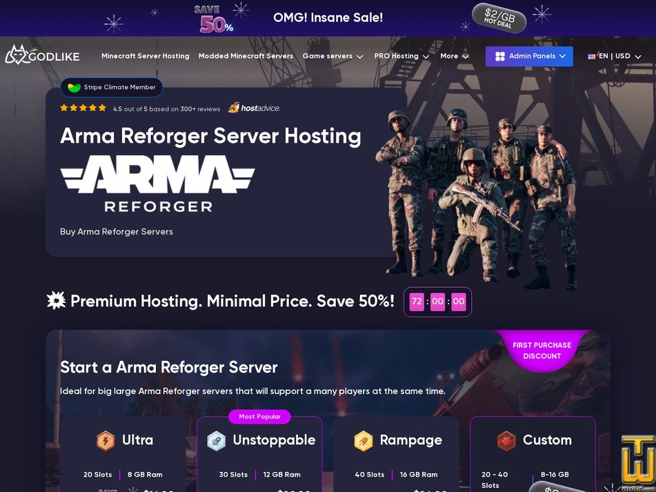 Taken on 4 July, 2026 screenshot of Arma Reforger Server Hosting from godlike.host