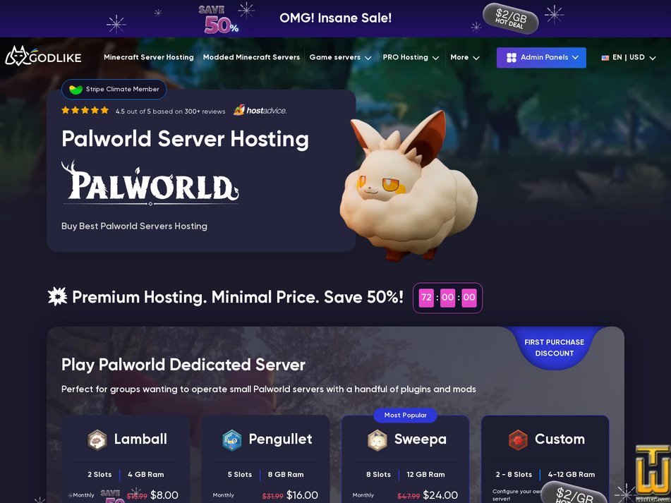 Taken on 4 July, 2026 screenshot of Palworld from godlike.host