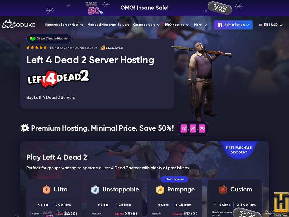 Taken on 4 July, 2026 screenshot of Left 4 Dead 2 from godlike.host