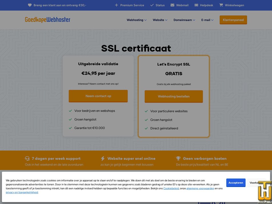 Taken on 11 August, 2026 screenshot of Extended Validation SSL from goedkopewebhoster.nl