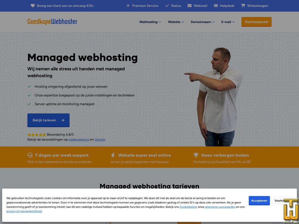screenshot of Managed Pro from goedkopewebhoster.nl
