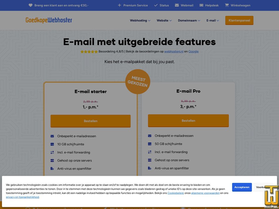 screenshot of Email Pro from goedkopewebhoster.nl