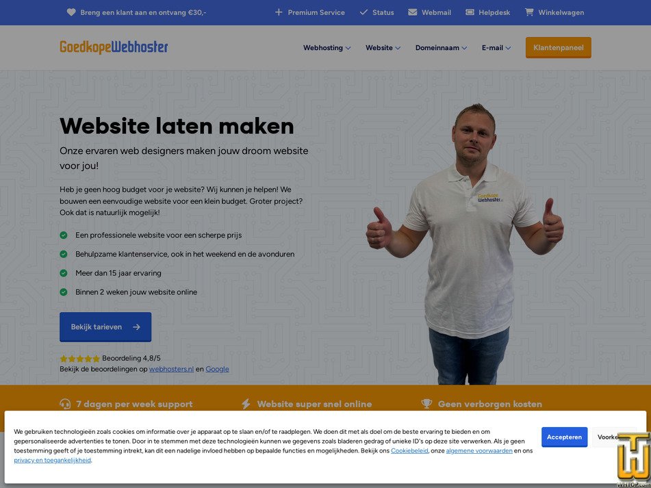 Taken on 11 August, 2026 screenshot of Extra Large Website from goedkopewebhoster.nl