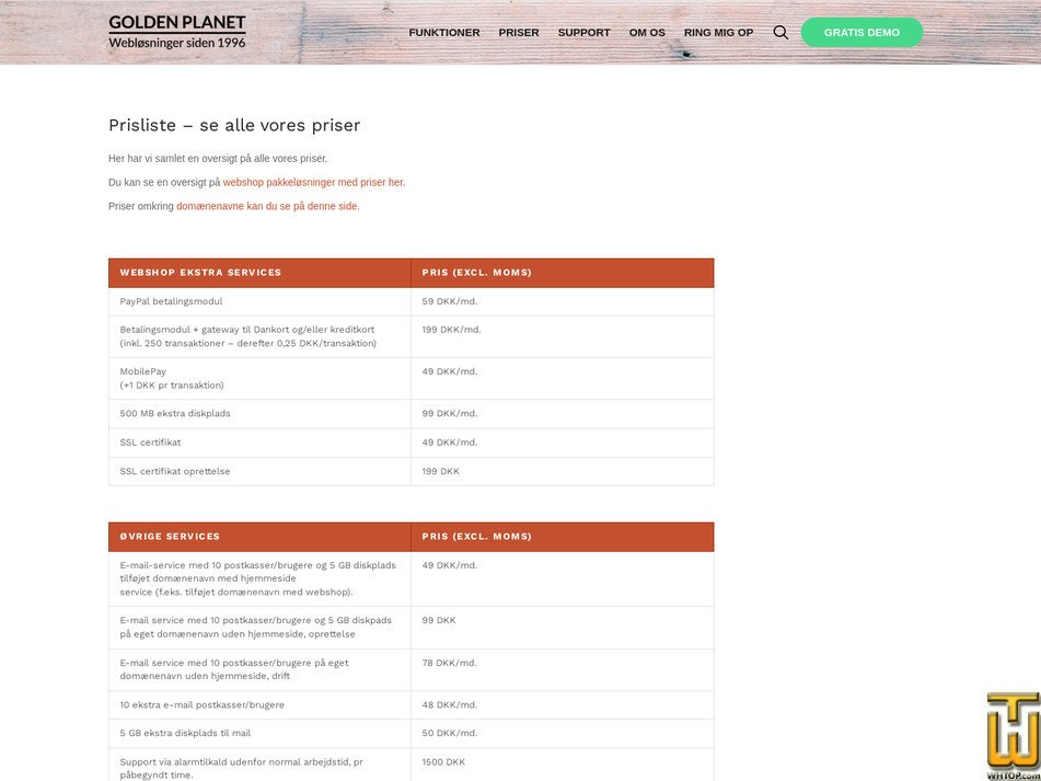 Taken on 6 May, 2026 screenshot of Email Service Own Domain from goldenplanet.dk