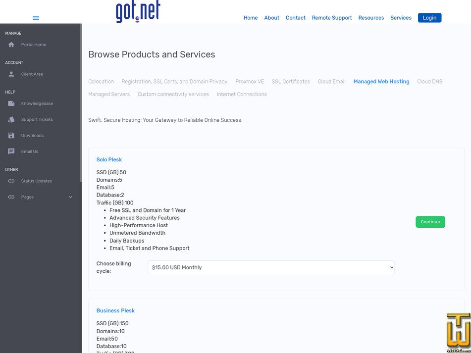 Taken on 18 September, 2026 screenshot of Solo Plesk from got.net