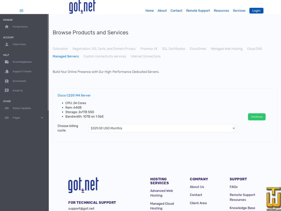 screenshot of Cisco C220 M4 Server from got.net