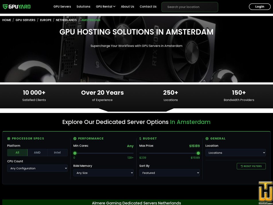 Taken on 2 August, 2026 screenshot of Intel Xeon Gold 6226R RTX A6000 - PID 1080 Amsterdam from gpuyard.com