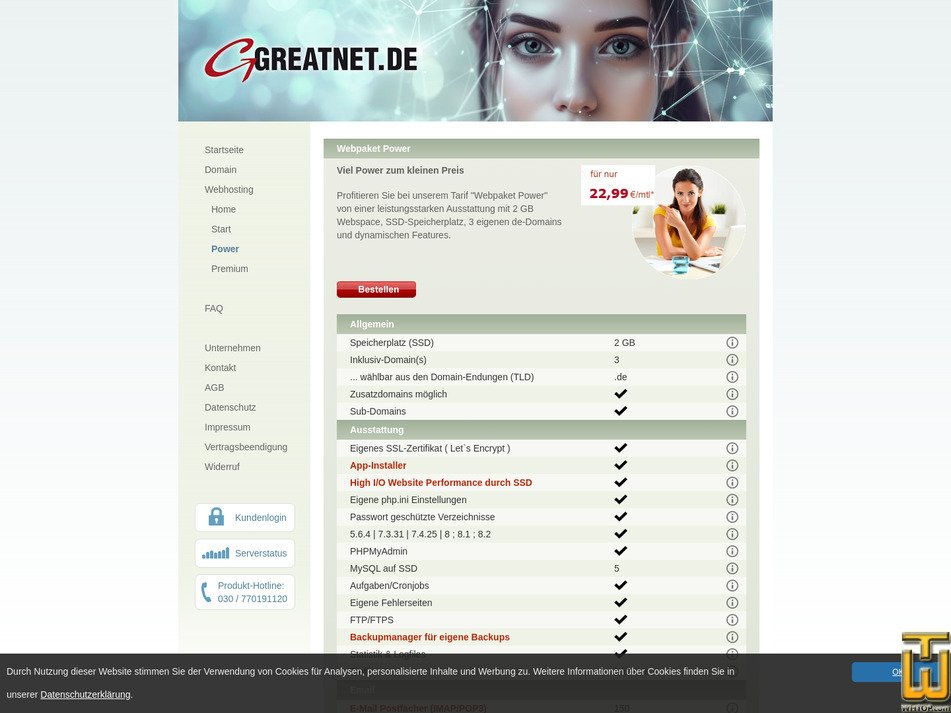 Taken on 23 July, 2026 screenshot of Webpaket Power from greatnet.de