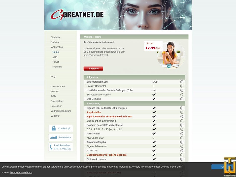 Taken on 23 July, 2026 screenshot of Webpaket Home from greatnet.de