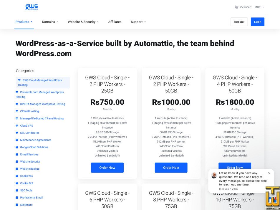 Taken on 3 October, 2026 screenshot of GWS Cloud Secure WooCommerce - 10 PHP Workers - 50GB from gws-technologies.com