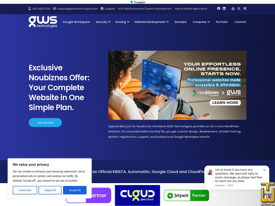 Taken on 3 October, 2026 screenshot of Noubizness e-Commerce Website from gws-technologies.com