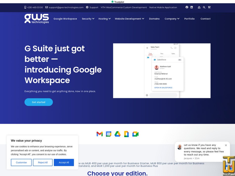 Taken on 3 October, 2026 screenshot of Google Workspace Business Standard from gws-technologies.com