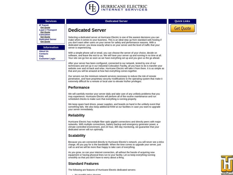 Taken on 12 July, 2026 screenshot of Dedicated Server from he.net