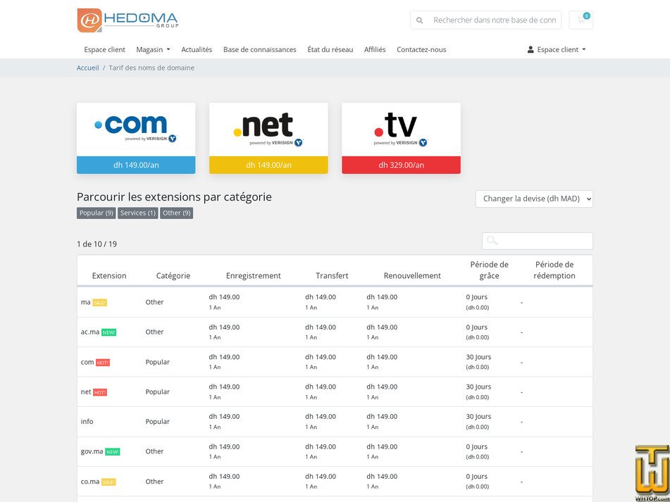 Taken on 1 September, 2026 screenshot of .COM from hedoma.com