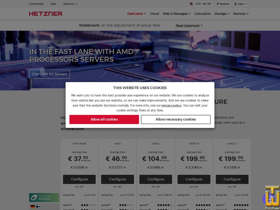 screenshot of Root Server AX42 from hetzner.com