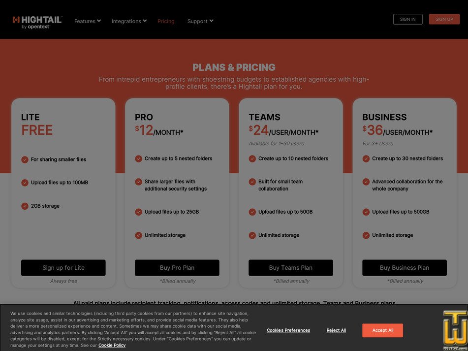 screenshot of TEAMS from hightail.com