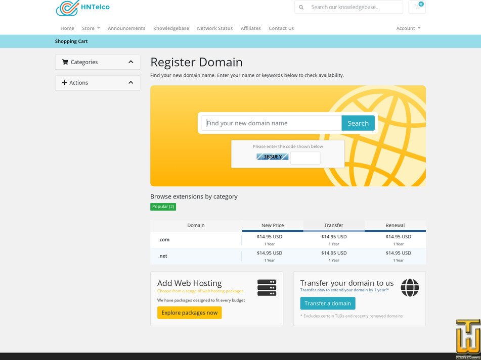 Taken on 1 August, 2026 screenshot of .COM from hntelco.com