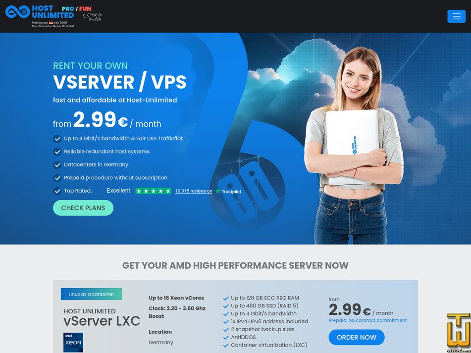 screenshot of vServer KVM Ultra from host-unlimited.de