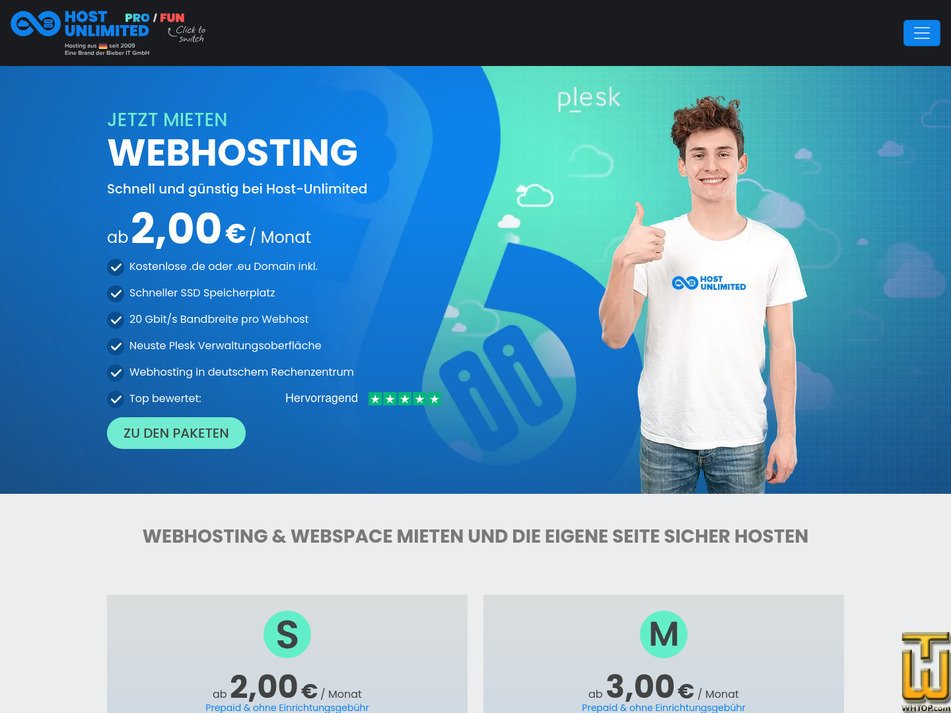 Taken on 26 July, 2026 screenshot of Webpaket 4.0 S from host-unlimited.de