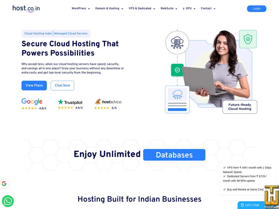 Taken on 18 September, 2026 screenshot of Cloud Hosting from host.co.in