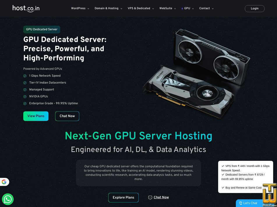 Taken on 18 September, 2026 screenshot of GPU Dedicated Server from host.co.in