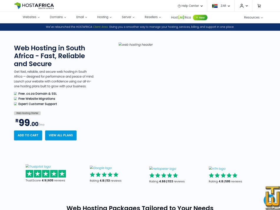 Taken on 17 July, 2026 screenshot of Web Hosting Basic from hostafrica.co.za