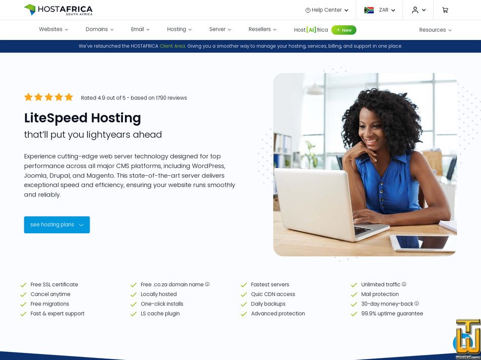 Taken on 17 July, 2026 screenshot of LiteSpeed Power from hostafrica.co.za