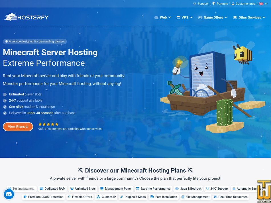 Taken on 20 January, 2026 screenshot of MC Creeper (Extreme +35% Perf) from hosterfy.com