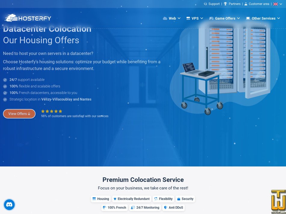 screenshot of Server Housing / Colocation from hosterfy.com