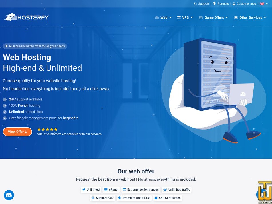 screenshot of Unlimited Web from hosterfy.com