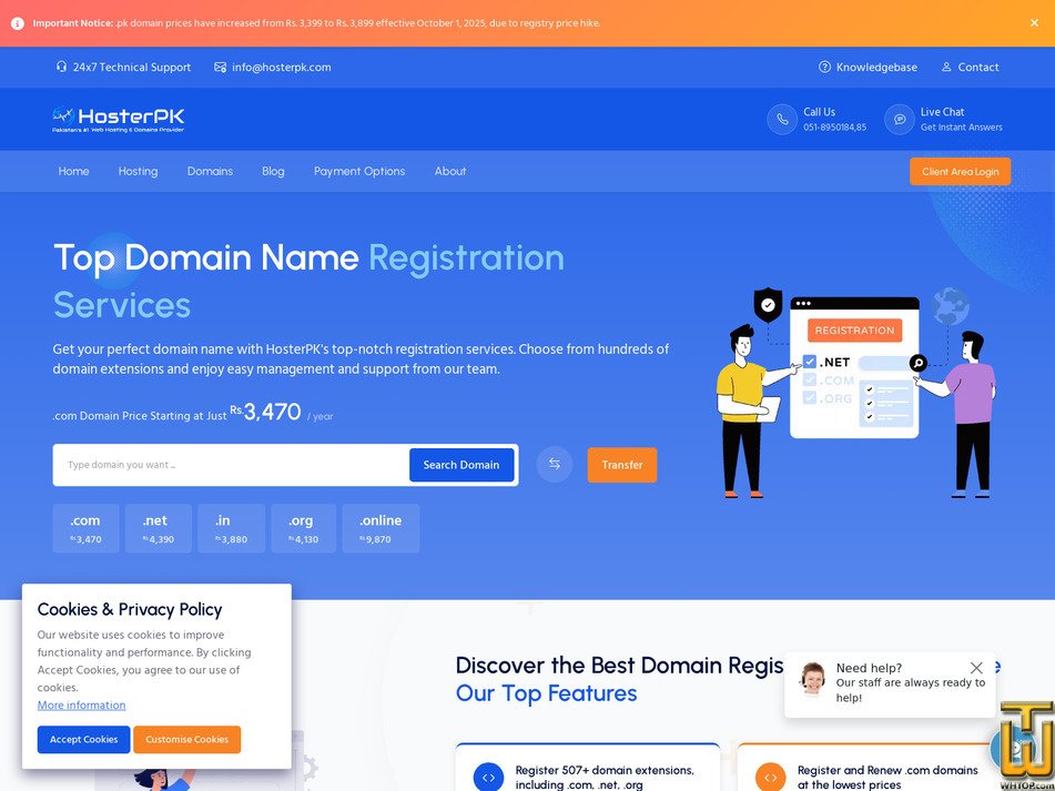 screenshot of .com from hosterpk.com