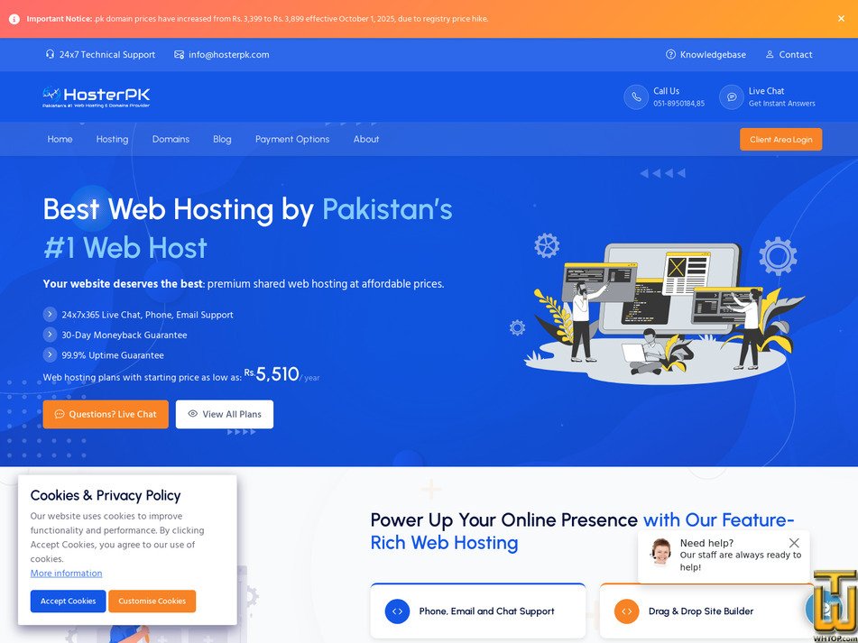 screenshot of Hosting Plan IV from hosterpk.com