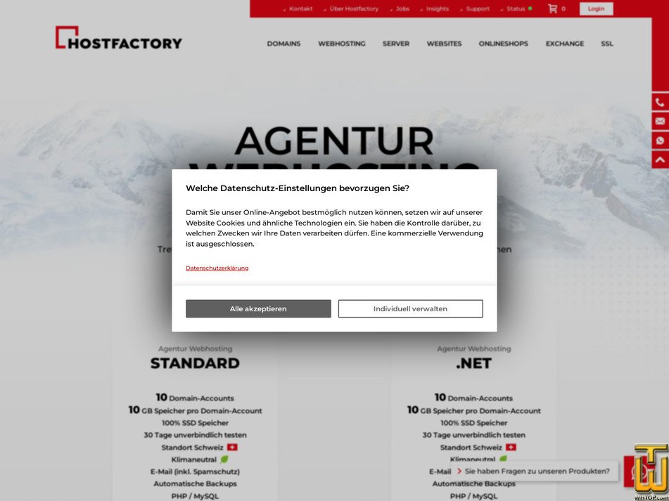 Taken on 14 May, 2026 screenshot of .NET from hostfactory.ch