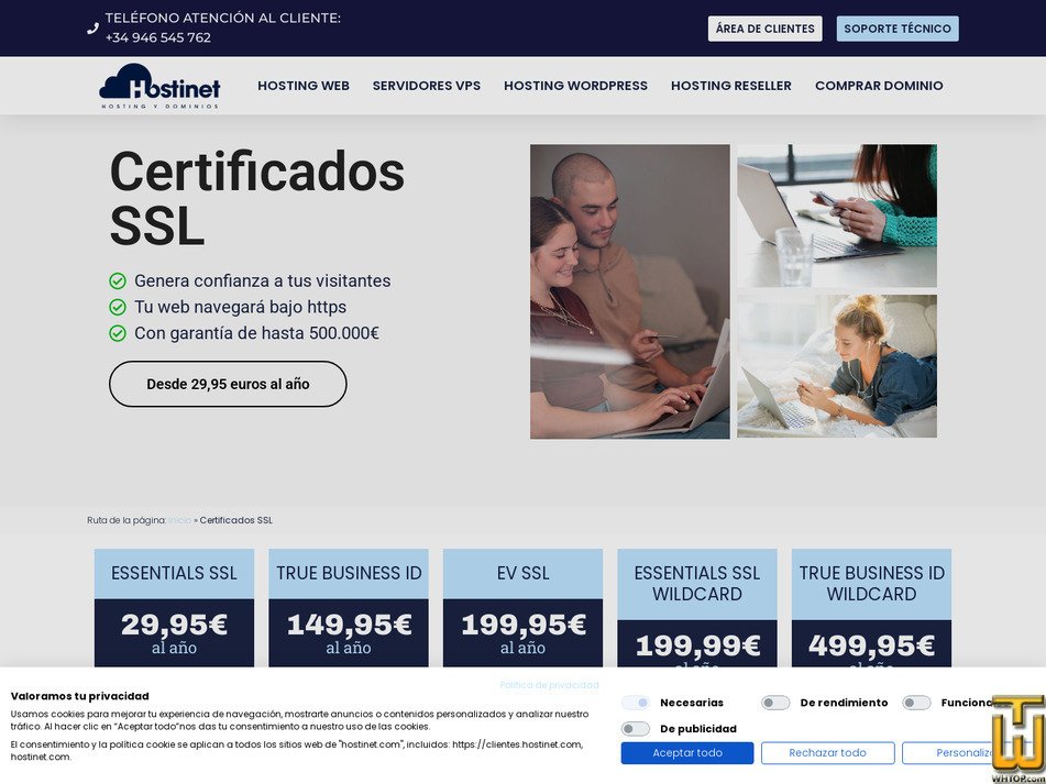 Taken on 11 March, 2026 screenshot of Essentials SSL WILDCARD from hostinet.com