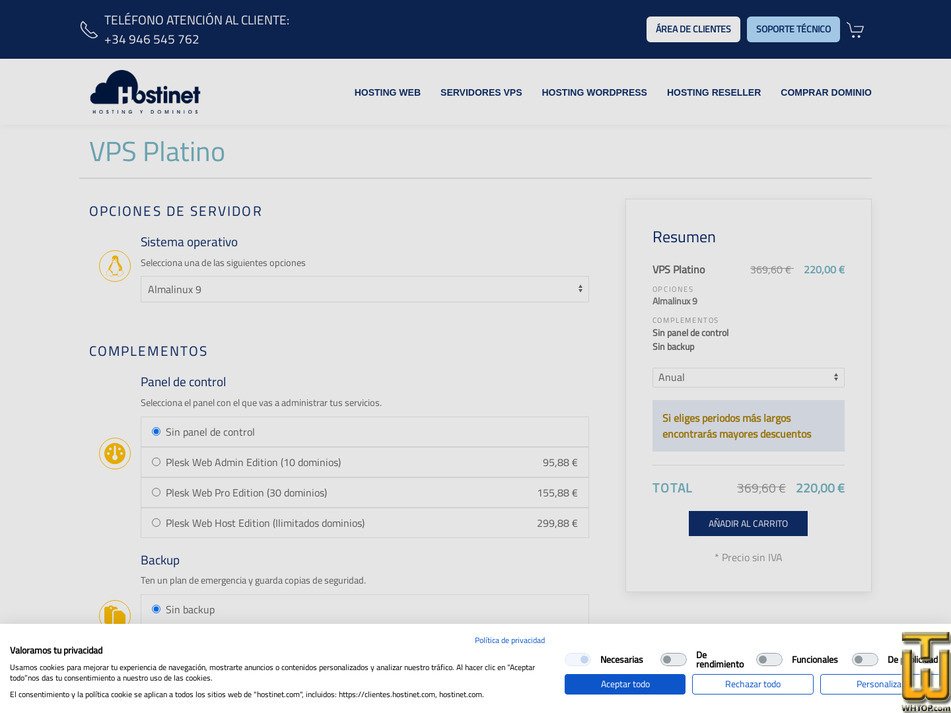 Taken on 11 March, 2026 screenshot of Platino from hostinet.com