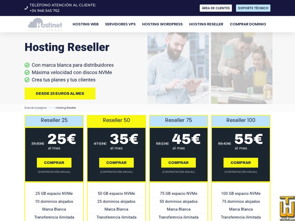 Taken on 11 March, 2026 screenshot of Reseller 100 from hostinet.com