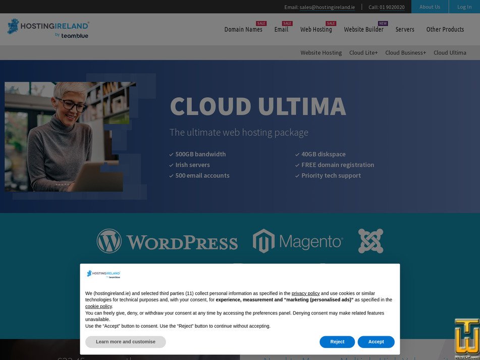 Taken on 5 July, 2026 screenshot of CLOUD ULTIMA from hostingireland.ie