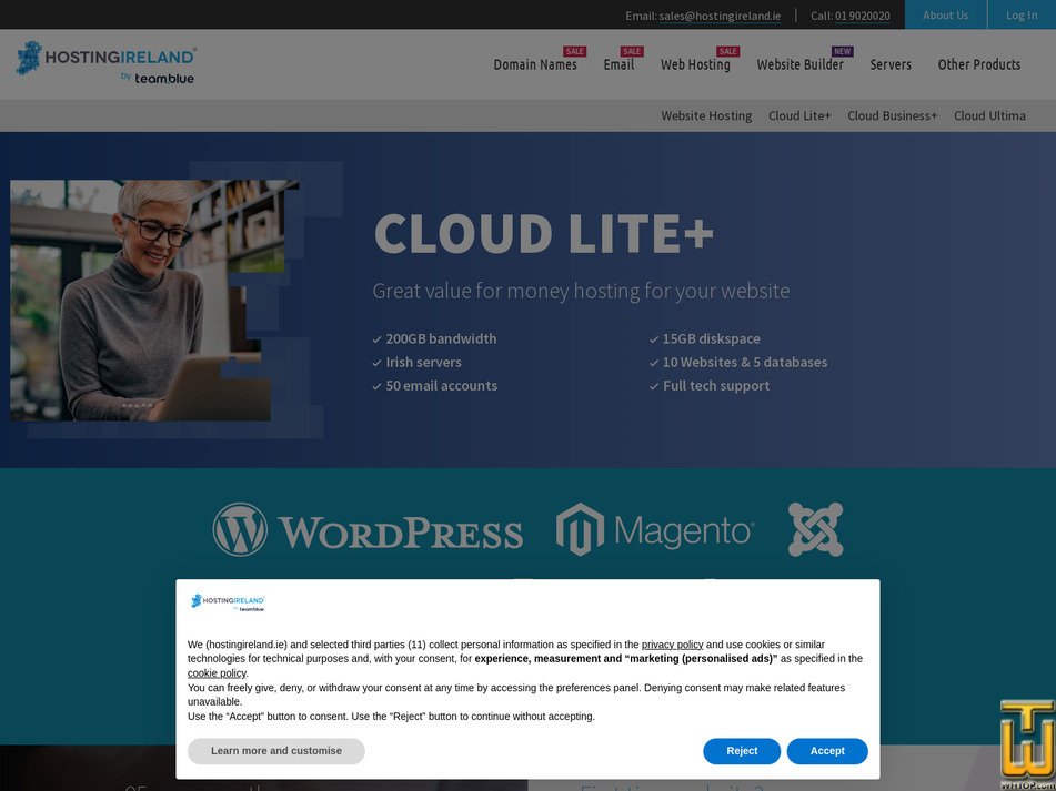 screenshot of CLOUD LITE+ from hostingireland.ie