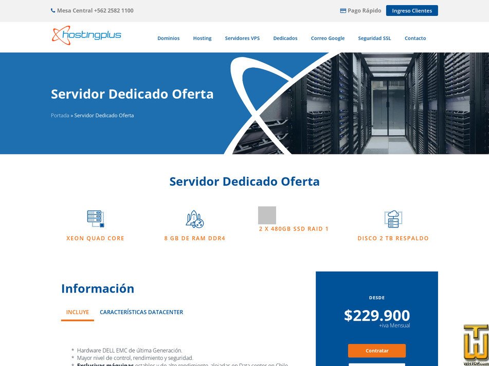 Taken on 26 April, 2026 screenshot of Dedicated Basico from hostingplus.cl
