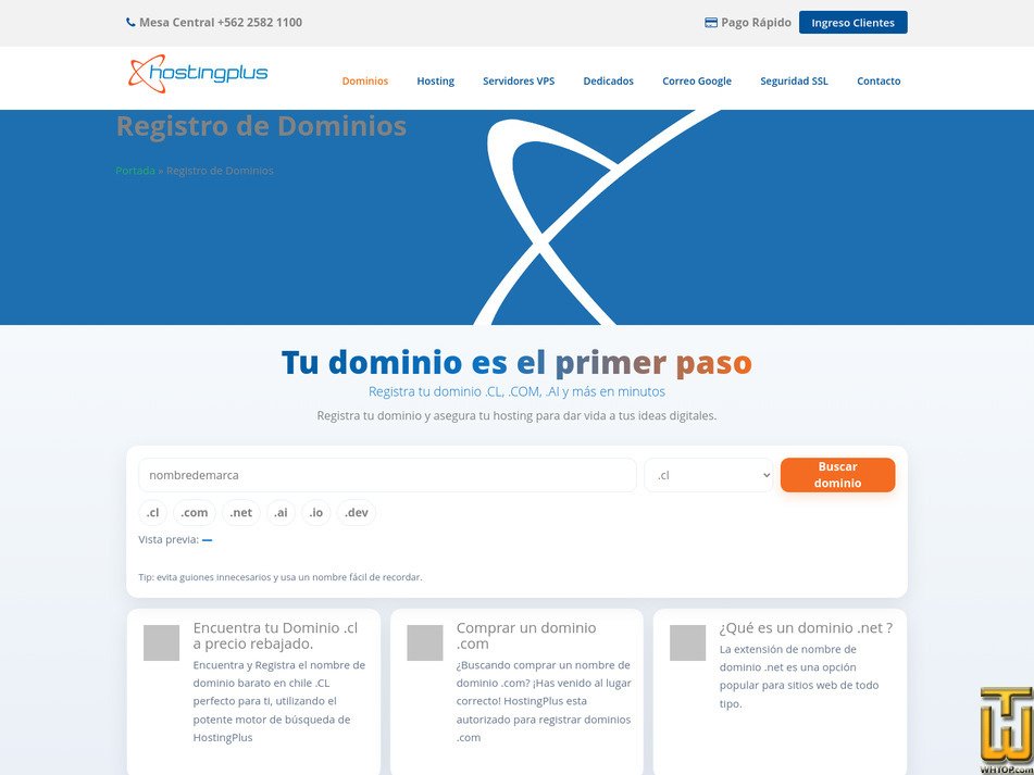 Taken on 26 April, 2026 screenshot of Registro de Dominios .cl from hostingplus.cl