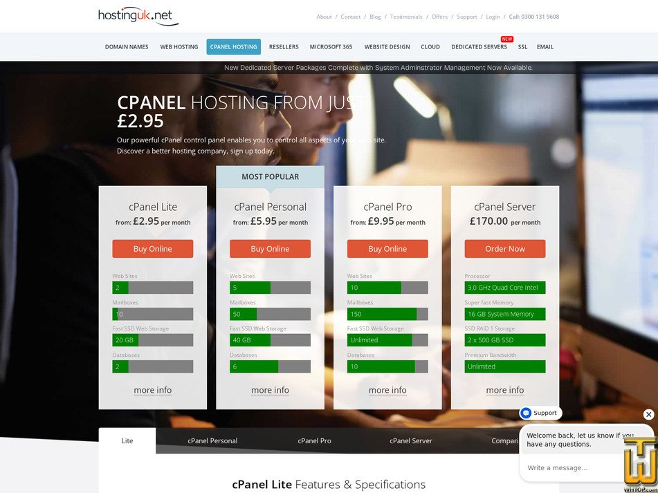Taken on 1 May, 2026 screenshot of cPanel Server from hostinguk.net