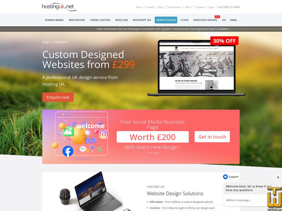 Taken on 1 May, 2026 screenshot of Custom Designed Websites from hostinguk.net