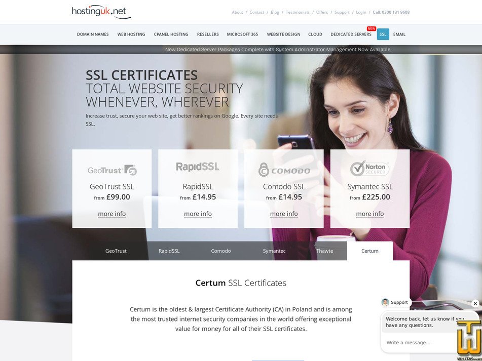 Taken on 1 May, 2026 screenshot of Certum Commercial SSL from hostinguk.net