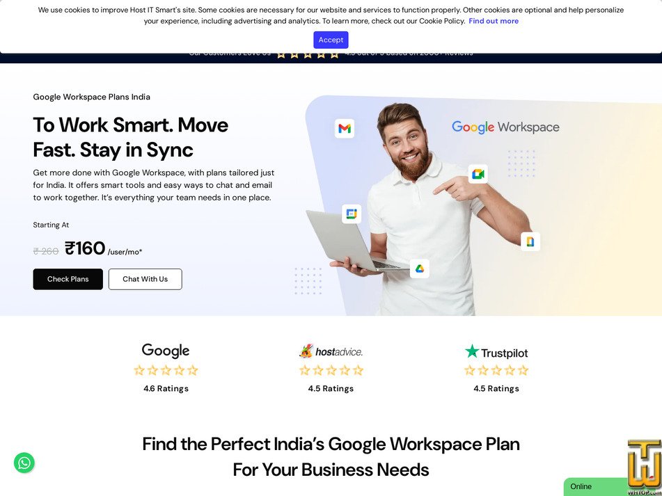 screenshot of Business Standard from hostitsmart.com